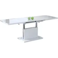 Mazzoni Couchtisch Aston Weiß Hochglanz stufenlos höhenverstellbar ausziehbar 120 bis 200, Funktionstisch, Wohnzimmertisch, Tisch, Esstisch, Sofatisch