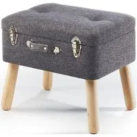 Kobolo Sitzhocker Kofferhocker Polsterhocker aus Textil in hellgrau (1 Stück, mit Aufbewahrungsfach)