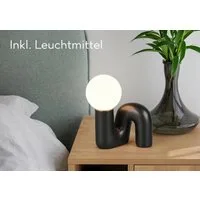 Reality Leuchten Tischleuchte QUINN, Keramik Tischlampe m. Glasschirm, Set inkl 2xG9 Leuchtmittel 3W, Ein-/Ausschalter, Leuchtmittel wechselbar, Warmweiß, Design Nachttischlampe, Schreibtischlampe Höhe 22cm, Glas Lampenschirm