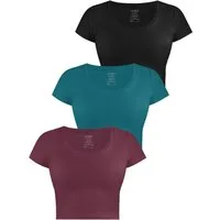 Janice Kurzarmshirt 3 x Damen crop T-Shirt Nantes Kurzes Shirt aus Baumwolle