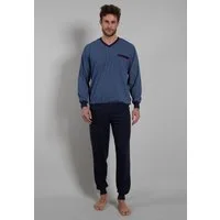GÖTZBURG Pyjama Manhattan (2 tlg) Langarm, V-Ausschnitt, lange Hose, V-Ausschnitt, Baumwolle