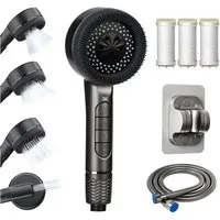 BlingBin Handbrause Duschkopf mit Filter, Hochdruck Handbrause mit 1,5 M Schlauch, (1 Stück, 1-tlg., Wassersparende Duschbrause mit Stoppfunktion), Sparduschkopf mit Antikalk-Funktion für Erhöhten Wasserdruck
