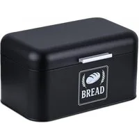 relaxdays Brotkasten Retro Brotkasten mit Deckel & Griff, Eisen, schwarz, L