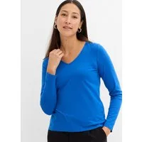 bonprix Langarmshirt schmal geschnittene Passform, V-Ausschnitt