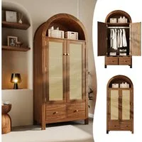Flieks Kleiderschrank Garderobenschrank 78x45x181cm mit 2 Schubladen und 2 Türen, Rattan