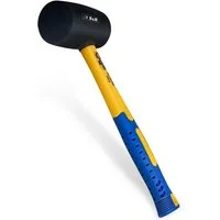 S&R Gummihammer Schwarz 560g aus Naturkautschuk mit stoßdämpfendem Fiberglasstiel (1-St), für Außenarbeiten zB. Pflastersteine, Fliesen, Camping - GS geprüft