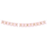 partydeco Wimpelkette, Happy Birthday Girlande 15x175cm rosa
