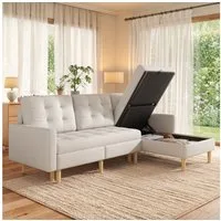 Merax Ecksofa mit Stauraum & Schlaffunktion, 212×130×86cm, 1 Teile, L-Form Sofa mit wechselbarer Chaiselongue, 3-Sitzer Sofa Couch