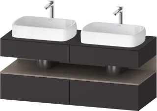 Duravit Qatego Konsolenwaschtischunterbau wandhängend Graphit Supermatt 1400x550x600 mm - QA47670438 QA4767043800010