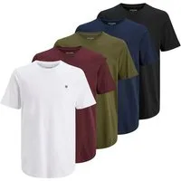 Jack & Jones Rundhalsshirt JPRBLABRODY im 5er-Pack, mit Logodruck, Rundhals und atmungsaktiv (Packung, 5-tlg., 5er-Pack) Rundhals, normal, Baumwolle