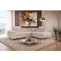 M-Punkt24 Ecksofa DUBAI, Samtstoff, Ottomane rechts oder links, Kopfteilverstellung, Bettkasten