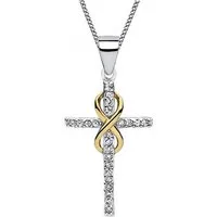 Goldene Hufeisen Kette und Anhänger Set Kreuz Unendlichkeit Anhänger mit Kette 925 Silber Rhodiniert Damen (2-tlg, inkl. Etui), 18k Gelbgold vergoldet