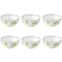 EasyLife Dessertschale Fleurs et Citrons, Porzellan, Spülmaschinengeeignet, Mehrfarbig, Zitronen, H: 5.5cm
