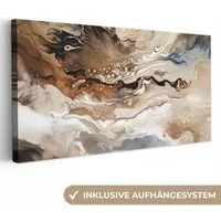 OneMillionCanvasses® Leinwandbild Panorama Abstrakt - Kunst - Farbe - Beige - Modern, Fotodruck (1 St), Wandbild, Deko Schlafzimmer Wohnzimmer Flur 40x20 cm