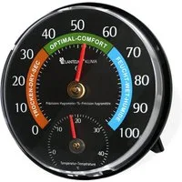 Lantelme Raumthermometer Analog Kombi Thermometer Hygrometer Zimmer Innen Raumklimakontrolle, 1-tlg., Gerät ist Justierbar, Luftfeuchte 0 bis 100% rel. und Temperatur -5 bis 45° Celsius