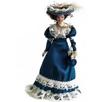 Streets Ahead Dollshouse Porzellanpuppe Puppe fürs Puppenhaus viktorianische Lady blau, Porzellan