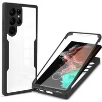 Wigento Handyhülle Für Samsung Galaxy S25 Ultra Full Cover 360 Acrylic TPU Hülle Schwarz, 360 Grad Schutz, stoßdämpfend, robust