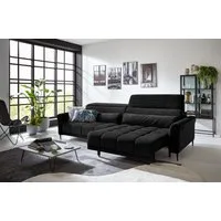 Iwaniccy Big-Sofa 2x elektr. Verstellung, 2 Kissen, Cord schwarz - 280x108x118cm (BxHxT)