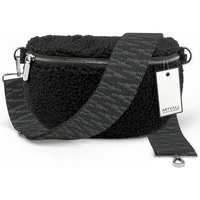 ARTVALL Umhängetasche Teddy Handtasche Brusttasche Crossbody Bag Schwarz (Tasche inkl. Taschenband), Bauchtasche Teddytasche mit breitem Band Plüsch Tasche flauschig Klein