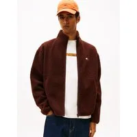 Tommy Jeans Sweatjacke BADGE TEDDY Relaxed fit, Teddy-Fleece, Stehkragen