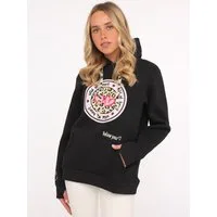 Zwillingsherz Hoodie Kapuze, Langarm, Kängurutasche, Leo-Details, modisch
