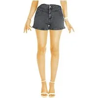 be styled Jeansshorts Jeans Shorts hoch geschnittene Hotpants bequeme kurze Hose– Damen–j48k