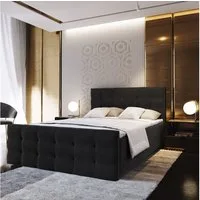 Masseno Boxbett AMON 160x200 cm mit Bonell Matratze und Topper, Doppelbett, Polsterbett mit Kopfteil, Boxspringbett