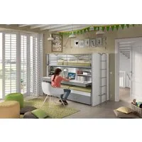 Vipack Hochbett Bonny, mit 3 Schlafgelegenheiten, super praktisch im Kinderzimmer (B/H/T ca. 222x161x102cm, Dekor Oberfläche, in verschieden Farben) mit großer Schreibplatte, Regalfächern, viel Funktion auf kleinem Raum