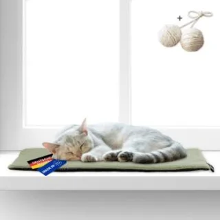 Rohrschneider ® Selbstwärmende Katzendecke, Fensterliege mit rutschfester Unterlage hellgrün 60 cm, 2 cm, 29 cm