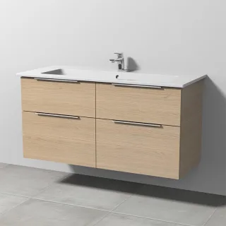 Sanipa 3way Keramik-Set Venticello Keramik-Waschtisch und Unterbau mit 4 Auszügen, Eiche-Nordic UM32748