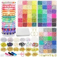 SURFOU Kreativset 72 Farben 11520 Stück Perlen Set – Polymer Clay Beads für Schmuck DIY, (Armbänder selber machen, Perlen zum Auffädeln, DIY Set Erwachsene, Basteln Erwachsene, Perlen Set, Schmuckherstellung Kit für Ringen Halsketten Geschenk, Erwach