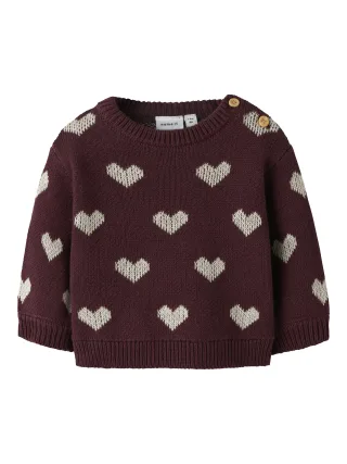 NAME IT - NBFOANA LS KNIT burgundy - Gr. - 74