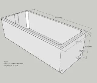Neuesbad Wannenträger für für Bette Select Badewanne 3412, 170 x 75 cm SW11425