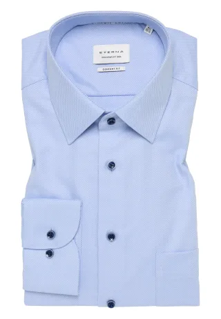 ETERNA - Dynamic Cotton Dobbydesign Langarm hellblau - Gr. - 46/Langarm - 65cm