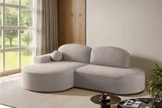 Ecksofa Schlafsofa Sofa GIRONA Stoff Salvador Hellgrau Ottomane Links