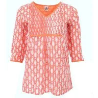 Guru-Shop Longbluse Handbedruckte Bohobluse, luftige Baumwollbluse.. alternative Bekleidung