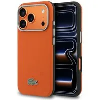 Lacoste Handyhülle iPhone 17 Pro Max Petit Pique orange schwarz Logo Metall Magsafe 6,9 Zoll, Kantenschutz