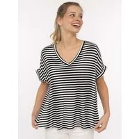 Zwillingsherz T-Shirt "Maritime Streifen" One Size, Kurzarm, V-Ausschnitt, gestreift, Loose Fit