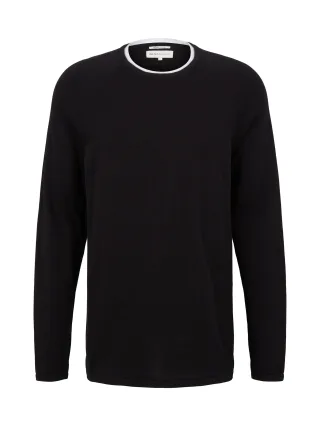 Denim Tom Tailor - Basic Strickpullover black - Gr. - L