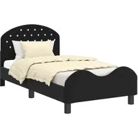 vidaXL Bett Kinderbettgestell mit Kopfteil Schwarz 80 x 160 cm Samt (1-tlg)