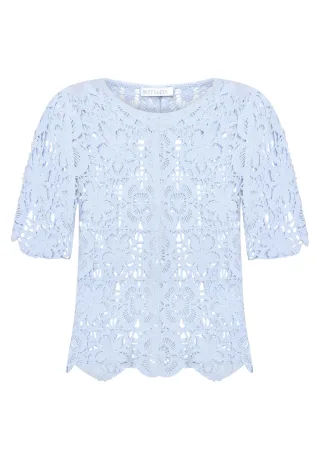Betty & Co - Lochstrick-Pullover blue bell - Gr. - 40