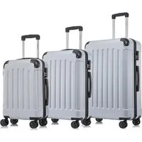 YONSLY Kofferset Reisekoffer Trolley Hartschale aus ABS für Urlaubs- und Familienreisen, 4 Rollen, (3er Set, 3 tlg., M-L-XL), mit Zahlenschloss, 360° Doppelrollen und ergonomischem Gummigriff
