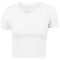 Build Your Brand Rundhalsshirt Damen Cropped Tee / Single Jersey / Kurz geschnitten