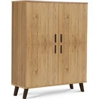 KONSIMO® Hochkommode FRISK Türkommode Highboard, 6 Einlegeböden, 4 Türen, Skandinavischer Stil