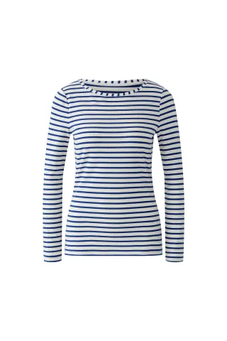 Oui - SUMIKO Langarmshirt blue white - Gr. - 36