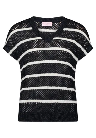 so cosy - Gestreifter Strickpullover schwarz - Gr. - 46