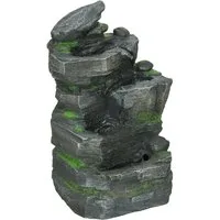Outsunny Gartenbrunnen Zierbrunnen mit LED-Beleuchtung und 4 Stufen, 34 cm Breite, Wasserbecken BxT: 34x28 cm, (Wasserbrunnen, 1 tlg., Springbrunnen), für Gartenteich, Balkon, Kunstharz
