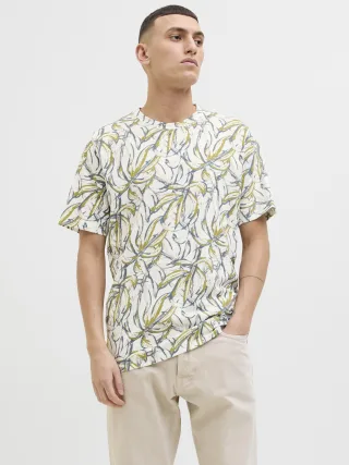 JACK&JONES - JORSPLIT AOP TEE SS CREW NECK LN cloud dancer - Gr. - S