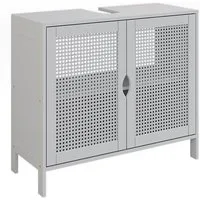 Vicco Waschbeckenunterschrank Liora, Weiß/Rattan/Creme, 68 x 60 cm mit 2 Türen (1-St)