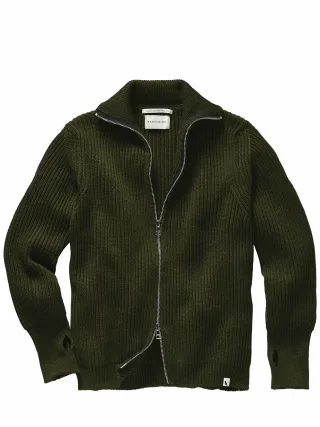 Peregrine Herren Fisherman-Cardigan Grün 100 % Wolle (Merino)